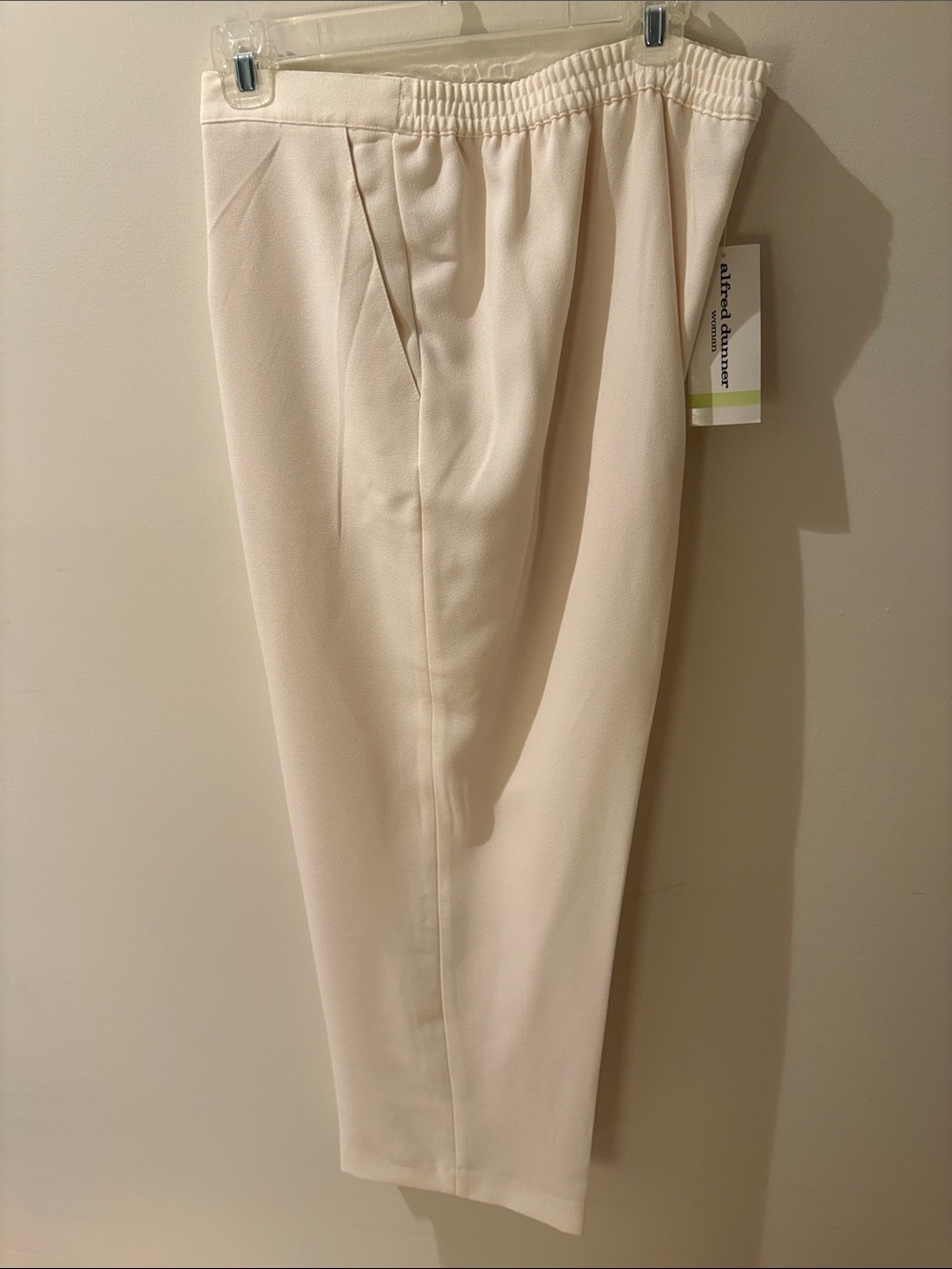 Alfred Dunner Men's Cream Elastic-Waist Dress Trousers